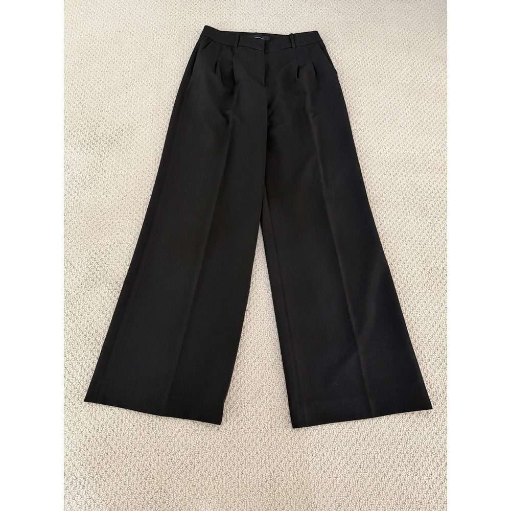white house black market women wide leg black pants size 4